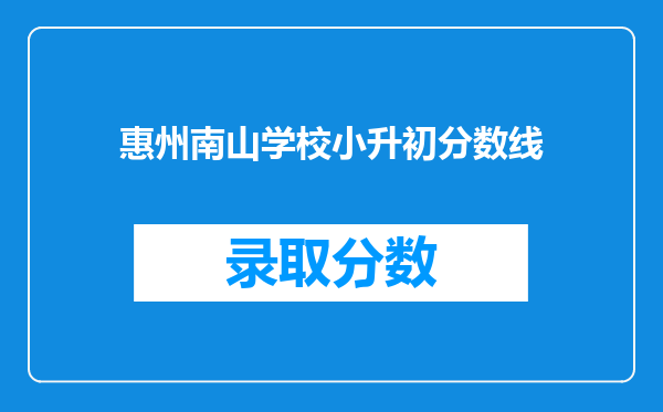 惠州南山学校小升初分数线