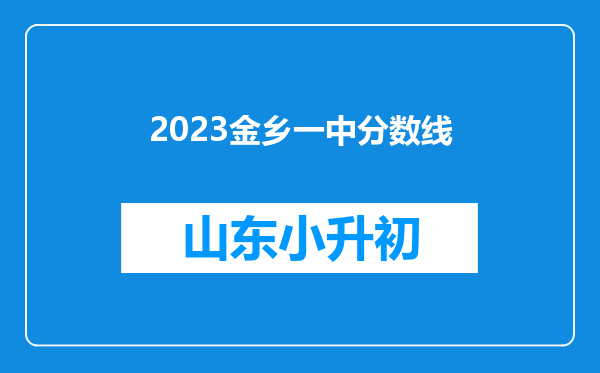 2023金乡一中分数线