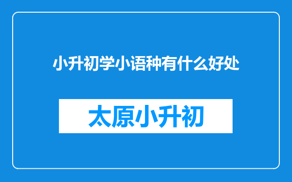 小升初学小语种有什么好处