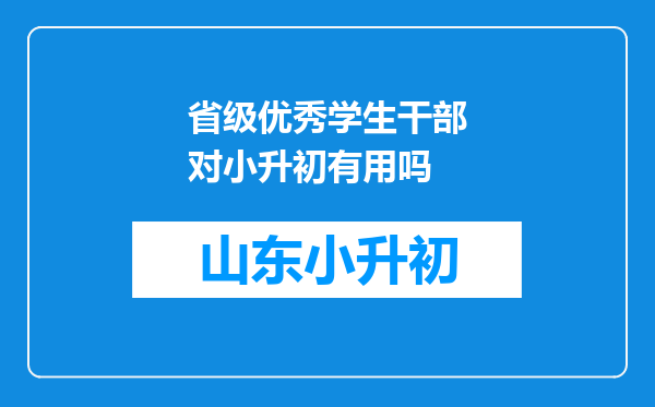 省级优秀学生干部对小升初有用吗