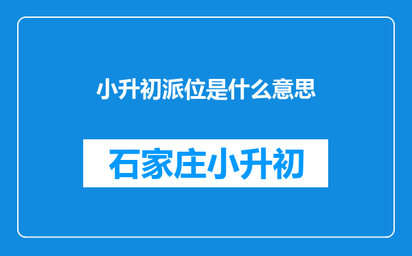 小升初派位是什么意思