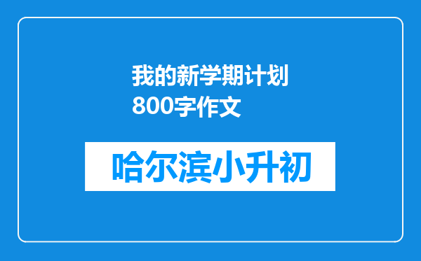 我的新学期计划800字作文