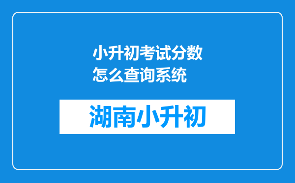 小升初考试分数怎么查询系统