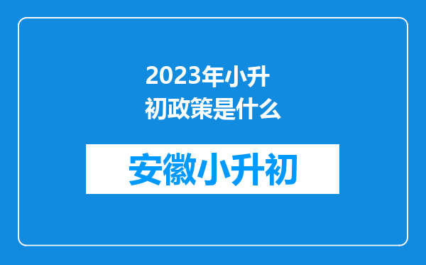 2023年小升初政策是什么