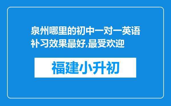 泉州哪里的初中一对一英语补习效果最好,最受欢迎