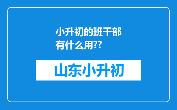 小升初的班干部有什么用??