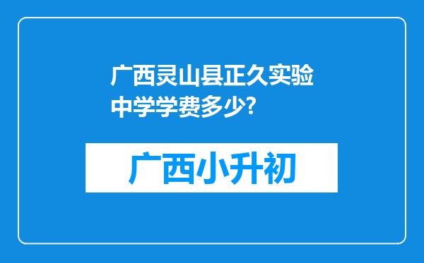 广西灵山县正久实验中学学费多少?