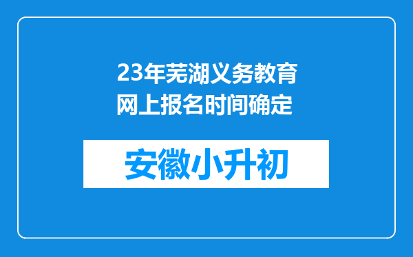 23年芜湖义务教育网上报名时间确定