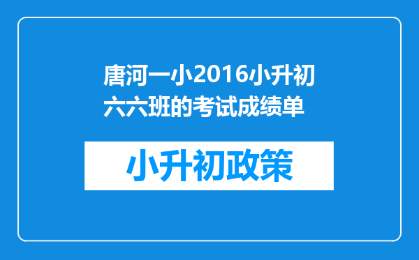 唐河一小2016小升初六六班的考试成绩单