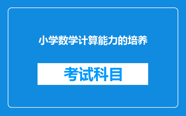 小学数学计算能力的培养