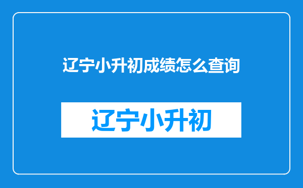 辽宁小升初成绩怎么查询