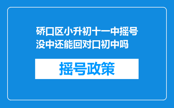 硚口区小升初十一中摇号没中还能回对口初中吗