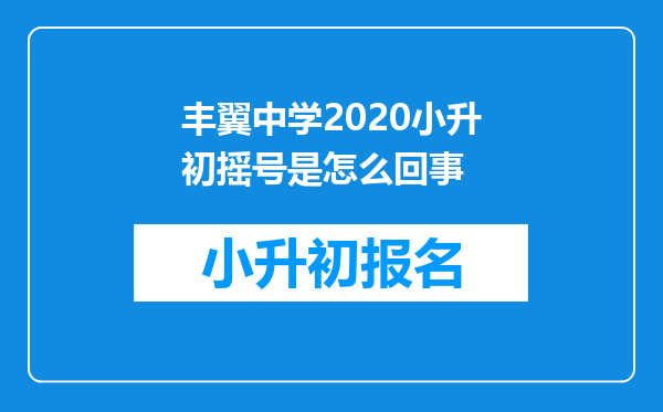 丰翼中学2020小升初摇号是怎么回事