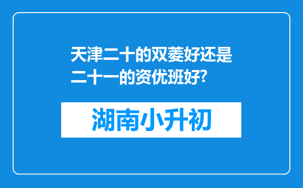 天津二十的双菱好还是二十一的资优班好?