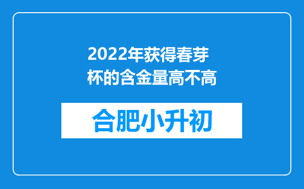 2022年获得春芽杯的含金量高不高