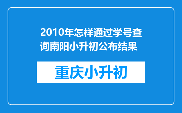 2010年怎样通过学号查询南阳小升初公布结果