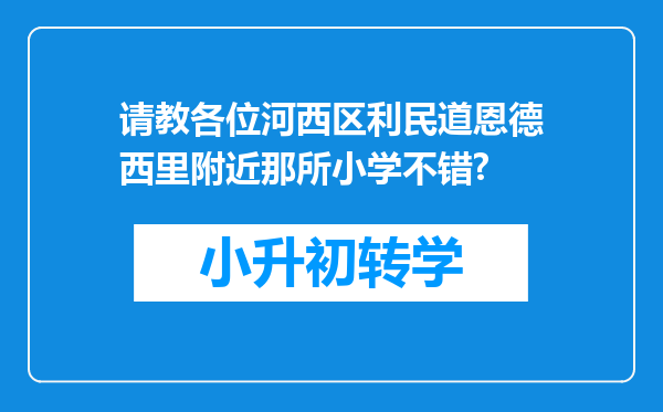 请教各位河西区利民道恩德西里附近那所小学不错?