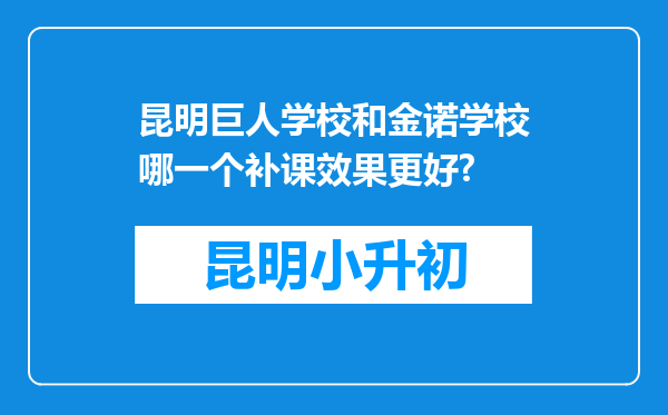 昆明巨人学校和金诺学校哪一个补课效果更好?