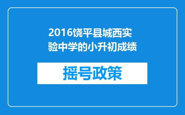 2016饶平县城西实验中学的小升初成绩