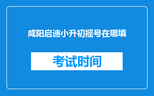 咸阳启迪小升初摇号在哪填