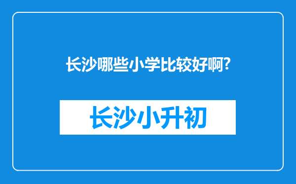 长沙哪些小学比较好啊?