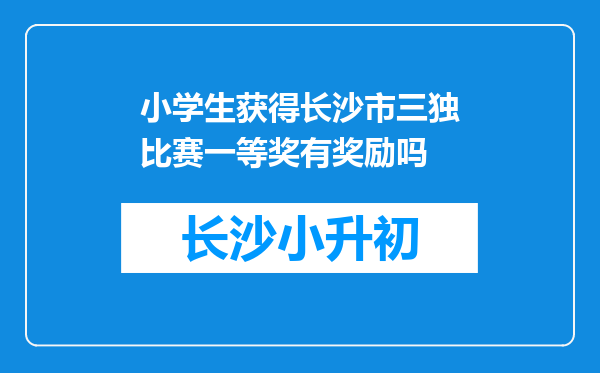 小学生获得长沙市三独比赛一等奖有奖励吗