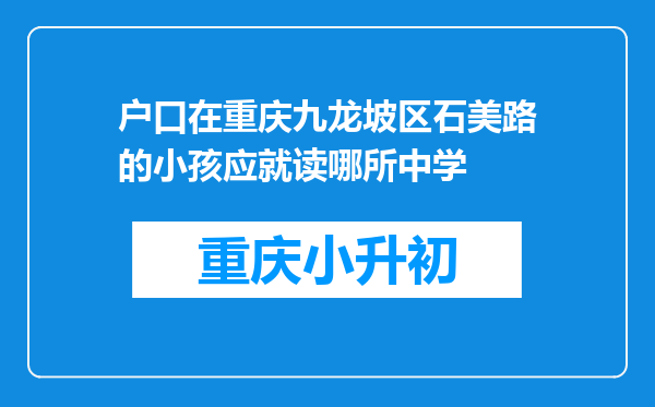 户口在重庆九龙坡区石美路的小孩应就读哪所中学