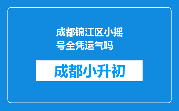 成都锦江区小摇号全凭运气吗