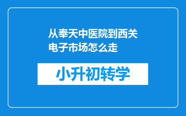 从奉天中医院到西关电子市场怎么走