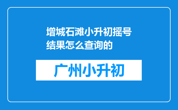 增城石滩小升初摇号结果怎么查询的