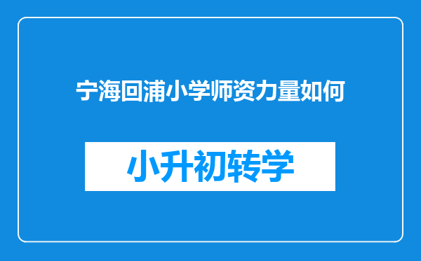 宁海回浦小学师资力量如何