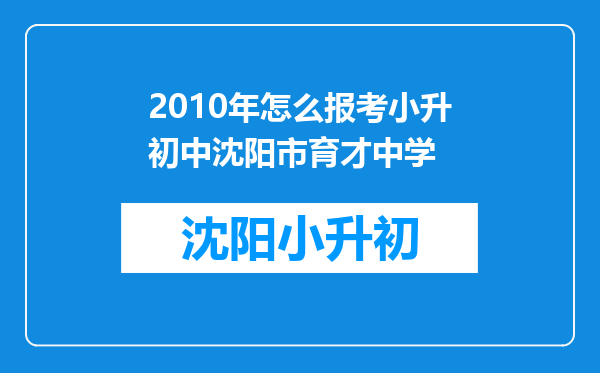 2010年怎么报考小升初中沈阳市育才中学