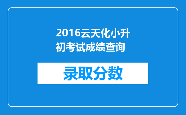 2016云天化小升初考试成绩查询