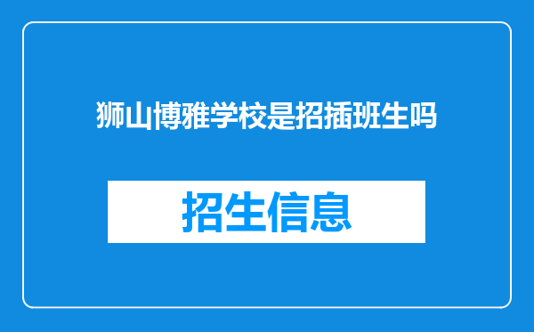 狮山博雅学校是招插班生吗