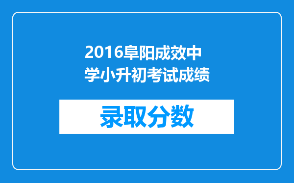 2016阜阳成效中学小升初考试成绩