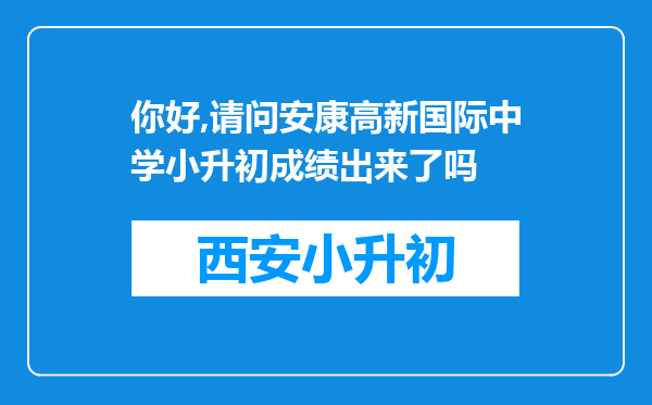 你好,请问安康高新国际中学小升初成绩出来了吗