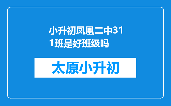 小升初凤凰二中311班是好班级吗