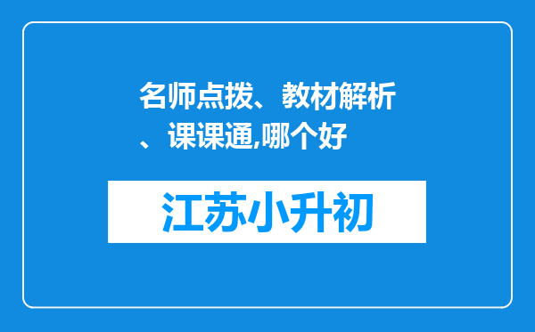 名师点拨、教材解析、课课通,哪个好