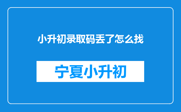 小升初录取码丢了怎么找