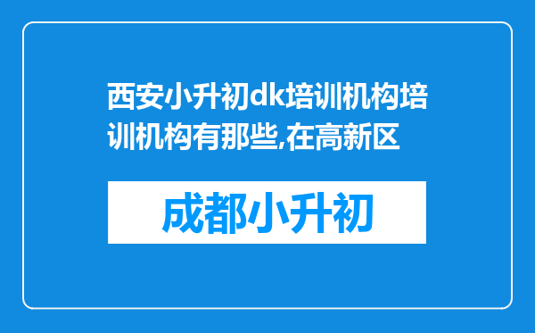 西安小升初dk培训机构培训机构有那些,在高新区