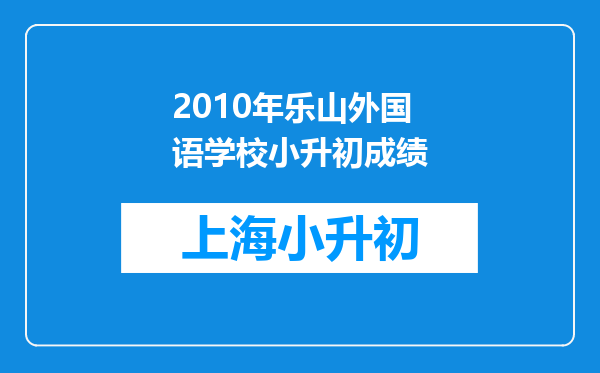 2010年乐山外国语学校小升初成绩