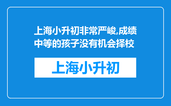 上海小升初非常严峻,成绩中等的孩子没有机会择校