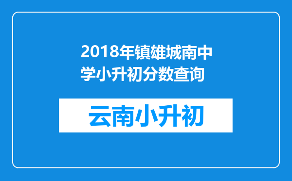 2018年镇雄城南中学小升初分数查询