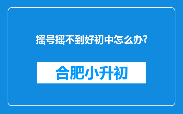 摇号摇不到好初中怎么办?