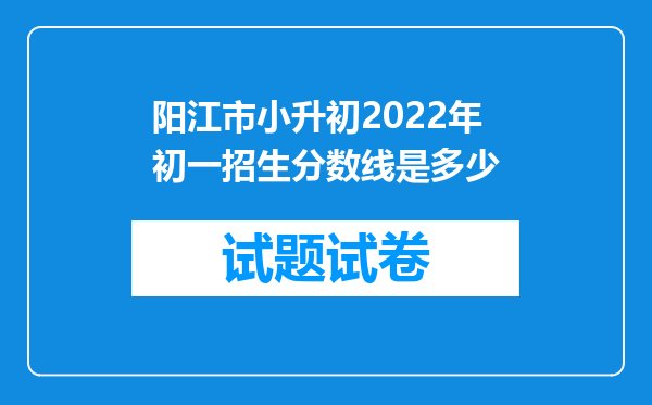 阳江市小升初2022年初一招生分数线是多少