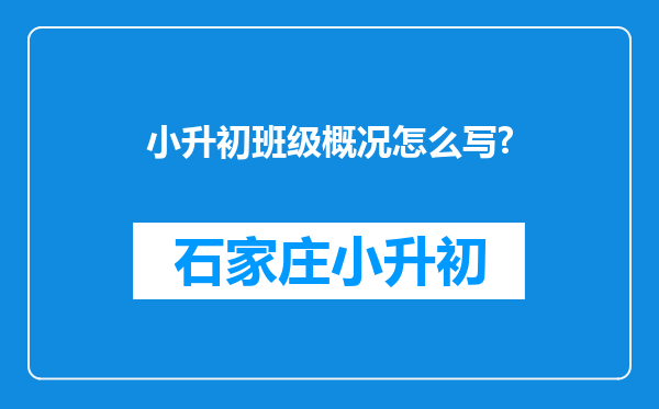 小升初班级概况怎么写?