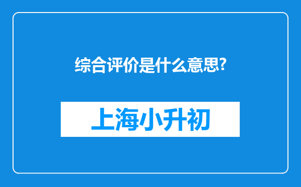 综合评价是什么意思?