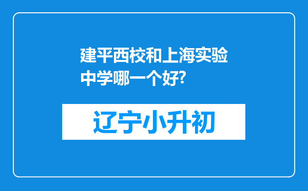 建平西校和上海实验中学哪一个好?