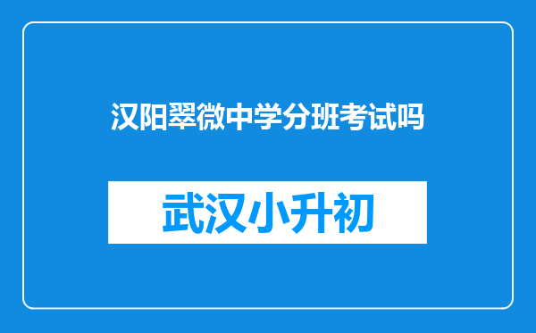 汉阳翠微中学分班考试吗