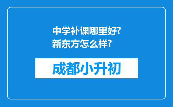 中学补课哪里好?新东方怎么样?